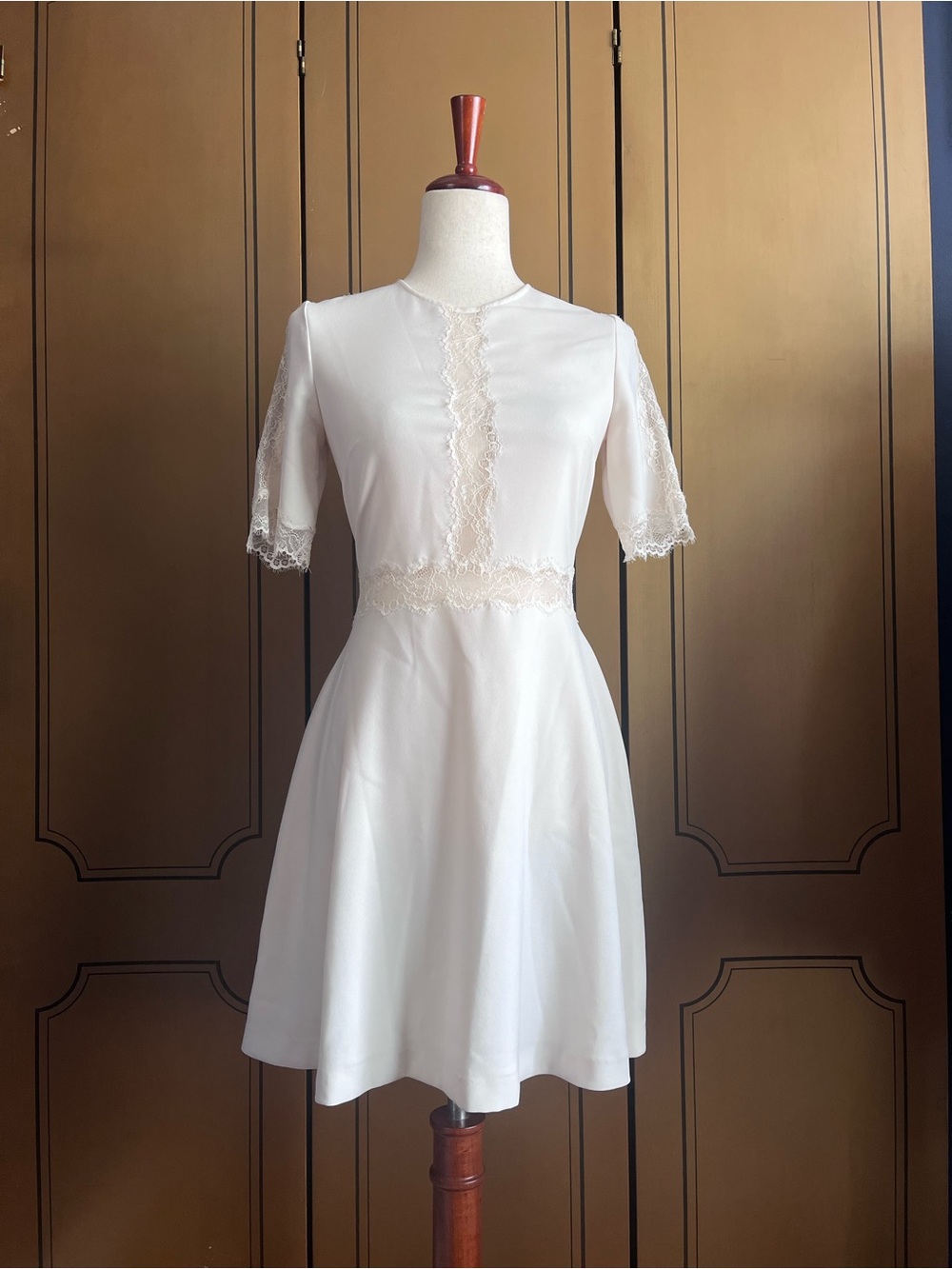 The Kooples White Lace-Trim Mini Dress